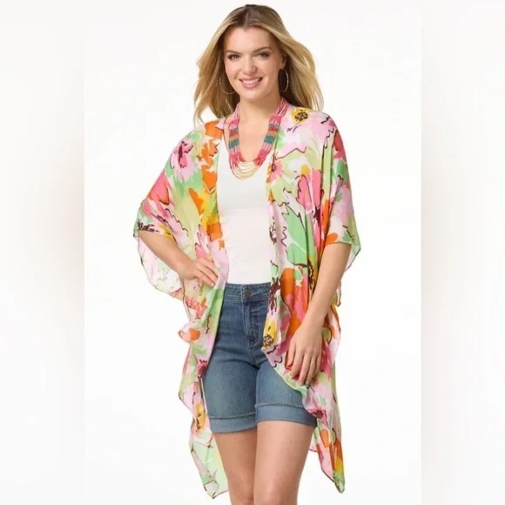 Cato | FLORAL EXPLOSION KIMONO ONE SIZE